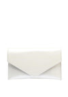 Emis Leather Envelope Pearlescent Clutch Bag, Off White Pearl