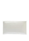 Emis Leather Envelope Pearlescent Clutch Bag, Off White Pearl