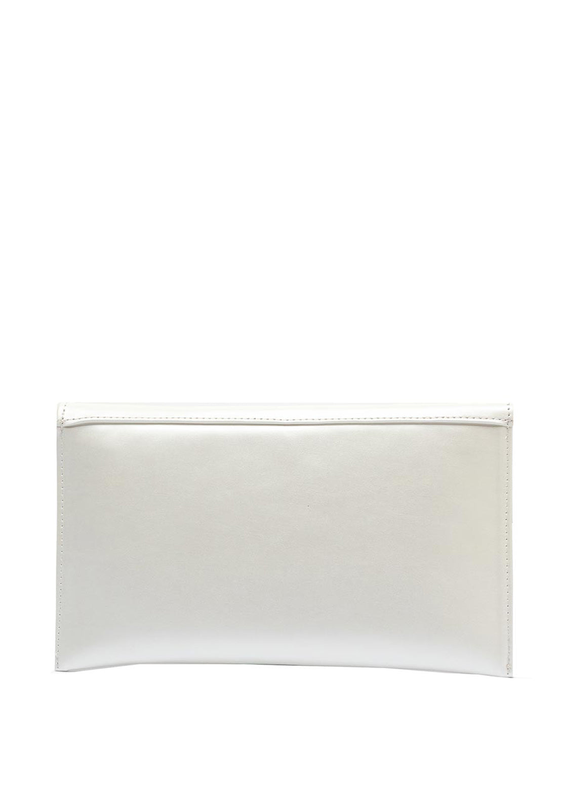 Emis Leather Envelope Pearlescent Clutch Bag, Off White Pearl