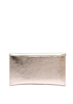 Emis Glitter Effect Leather Envelope Clutch Bag, Rose Gold