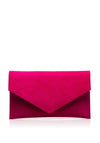 Emis Suede Leather Envelope Clutch Bag, Pink