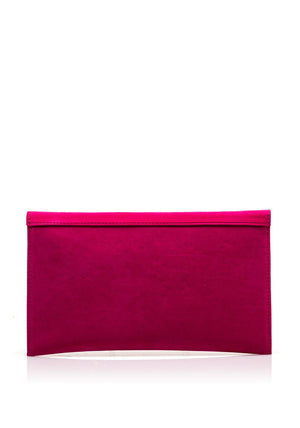Emis Suede Leather Envelope Clutch Bag, Pink
