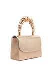 Emis Leather Ruched Handle Metallic Grab Bag, Rose Gold