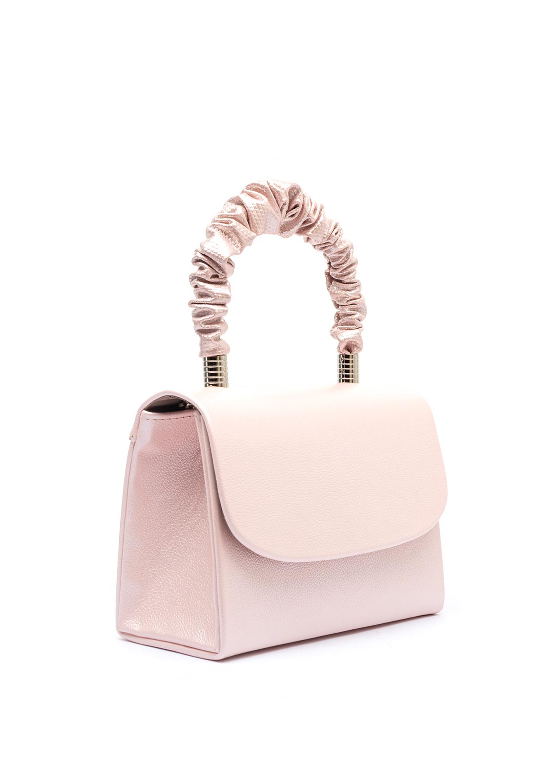 Emis Leather Ruched Handle Pearl Grab Bag, Pink
