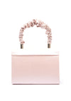 Emis Leather Ruched Handle Pearl Grab Bag, Pink