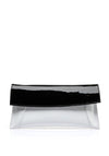 Emis Leather Envelope Clutch Bag, White & Black