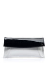 Emis Leather Envelope Clutch Bag, White & Navy