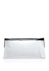 Emis Leather Envelope Clutch Bag, White & Navy