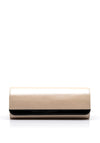 Emis Leather Shimmer Contrast Clutch Bag, Black & Beige