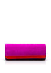 Emis Suede Patent Clutch Bag, Fuchsia & Orange