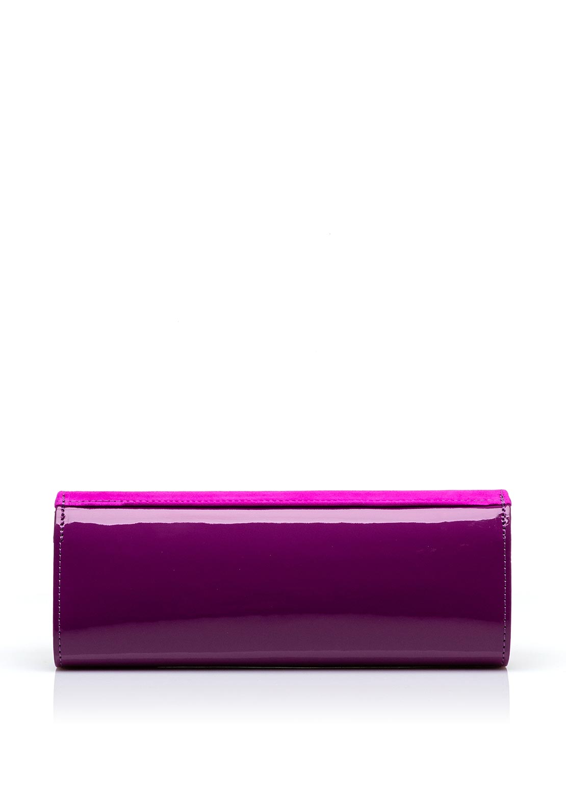 Emis Suede Patent Clutch Bag, Fuchsia & Orange