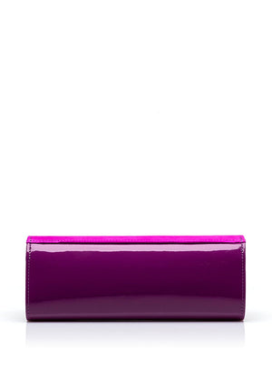 Emis Suede Patent Clutch Bag, Fuchsia & Orange