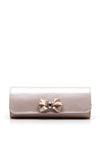 Emis Leather Pearlesent Brooch Clutch Bag, Pearl Pink
