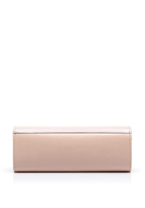 Emis Leather Pearlescent Clutch Bag, Baby Pink