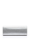 Emis Leather Metallic Clutch Bag, Silver