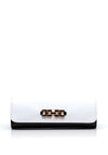 Emis Leather Suede Colour Block Clutch Bag, Black & White