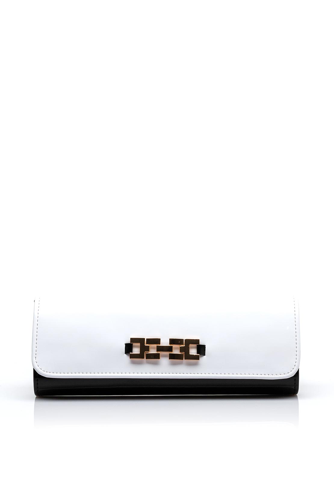 Emis Leather Suede Colour Block Clutch Bag, Black & White