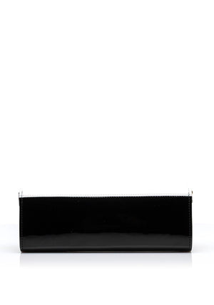 Emis Leather Suede Colour Block Clutch Bag, Black & White