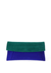 Emis Suede Colour Block Clutch Bag, Cobalt