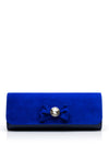 Emis Suede Bow Clutch Bag, Cobalt