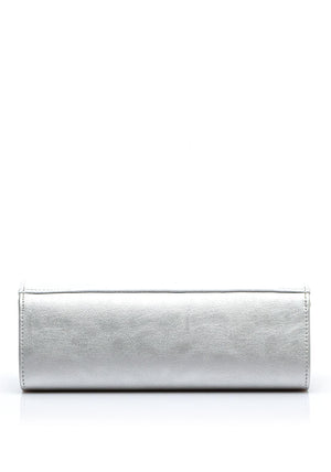 Emis Suede Bow Clutch Bag, Silver
