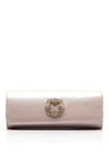 Emis Leather Embellished Brooch Clutch Bag, Pearl Pink