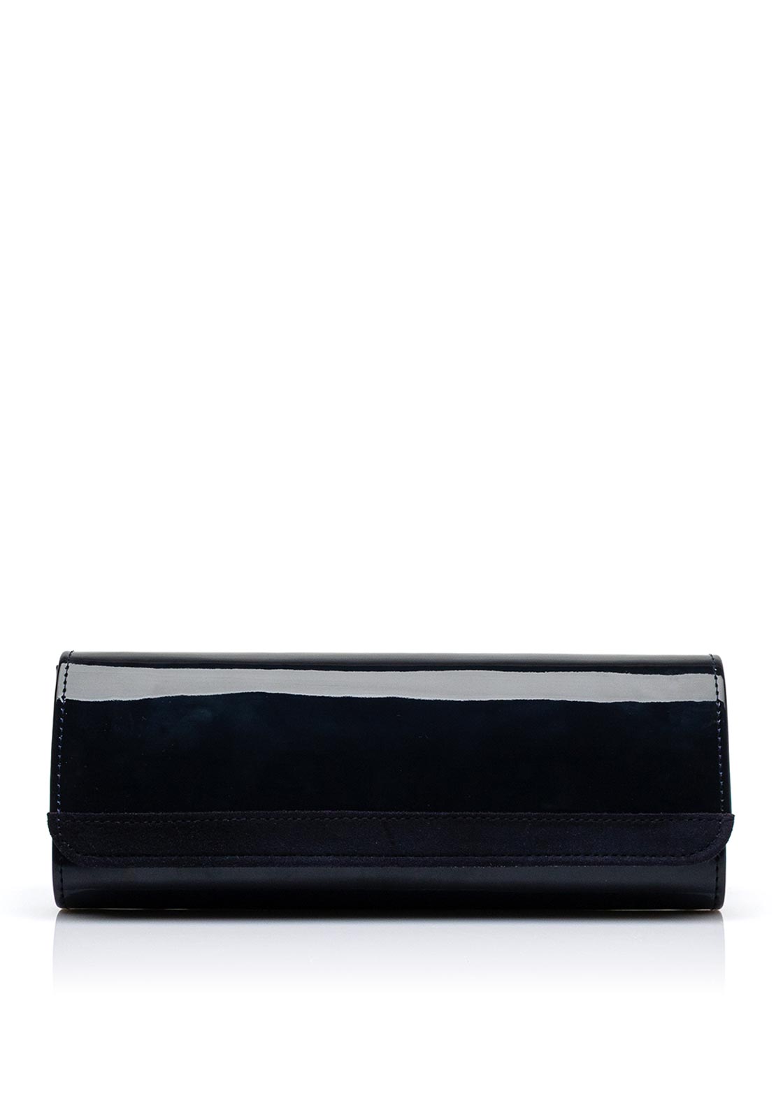 Emis Suede Patent Clutch Bag, Navy