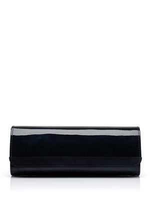 Emis Suede Patent Clutch Bag, Navy