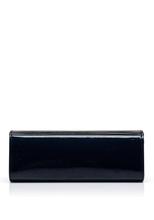 Emis Suede Patent Clutch Bag, Navy