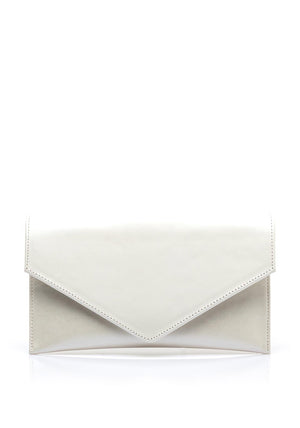 Emis Leather Envelope Clutch Bag, Ecru Pearl
