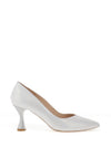 Emis Holographic Leather Court Heels, Silver