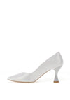 Emis Holographic Leather Court Heels, Silver
