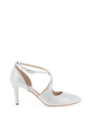 Emis Cross Over Shimmer Court Shoes, White Silver