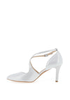 Emis Cross Over Shimmer Court Shoes, White Silver