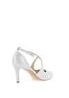 Emis Cross Over Shimmer Court Shoes, White Silver