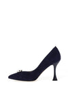 Emis Leather Pointed Toe Court Heels, Navy