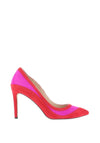 Emis Colour Block Panel Suede Court Shoes, Red & Fuchsia
