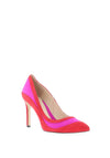 Emis Colour Block Panel Suede Court Shoes, Red & Fuchsia