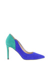 Emis Colour Block Suede Court Shoes, Cobalt Blue & Green