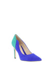 Emis Colour Block Suede Court Shoes, Cobalt Blue & Green