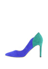 Emis Colour Block Suede Court Shoes, Cobalt Blue & Green