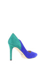Emis Colour Block Suede Court Shoes, Cobalt Blue & Green