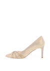 Emis Brooch Shimmer Pointed Court Shoes, Gold