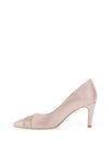 Emis Shimmer Leather Textured Trim High Heels, Pearl Pink