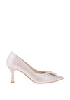 Emis Leather Embellished Brooch Heeled Shoes, Pearl Pink