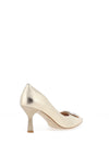 Emis Leather Embellished Brooch Heeled Shoes, Gold