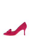 Emis Suede Leather Bow Heeled Shoes, Pink