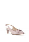 Emis Leather Shimmering Bow Sling Back Mid Heeled Shoes, Pink