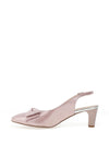 Emis Leather Shimmering Bow Sling Back Mid Heeled Shoes, Pink