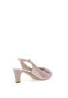 Emis Leather Shimmering Bow Sling Back Mid Heeled Shoes, Pink